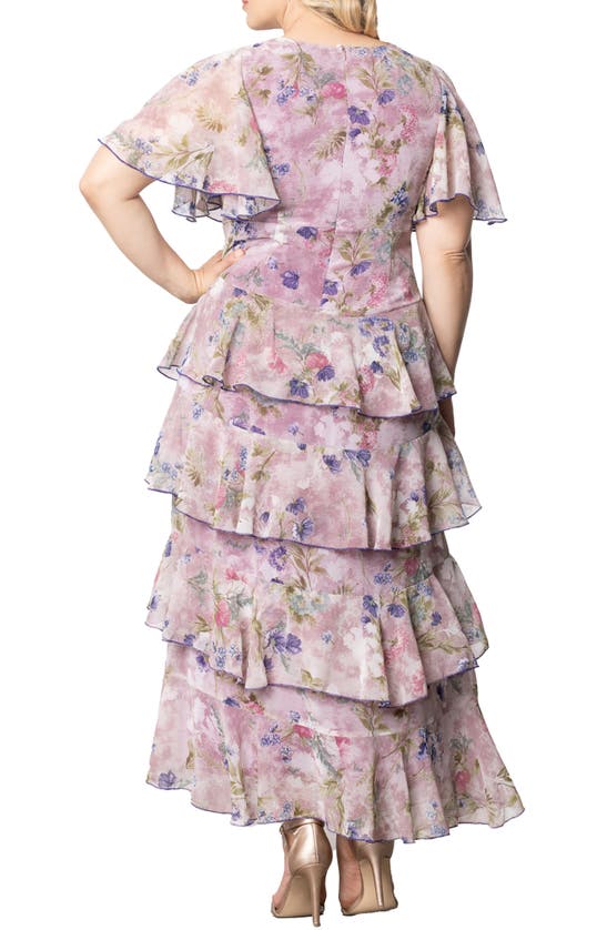 Kiyonna Tour De Flounce Tiered Maxi Dress In Lilac Floral Print