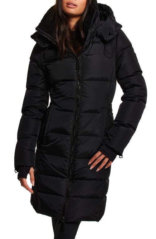 SAM. Savannah Water Resistant Quilted Down Puffer Coat with Removable Hood in Matte Black 