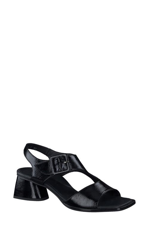 Tanya Slingback Sandal in Black Crinkled Patent