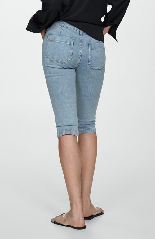 Mango Jeans Slim Capri Decorative Stitching Light Blue In Light Blue