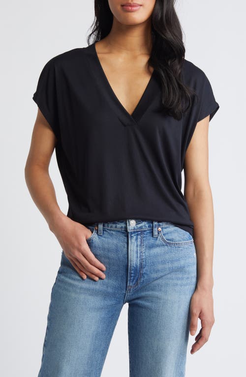 V-Neck Modal Blend Top in Black