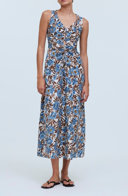 Madewell Floral Sleeveless V-Neck Midi Dress Stonewash Blue at Nordstrom,