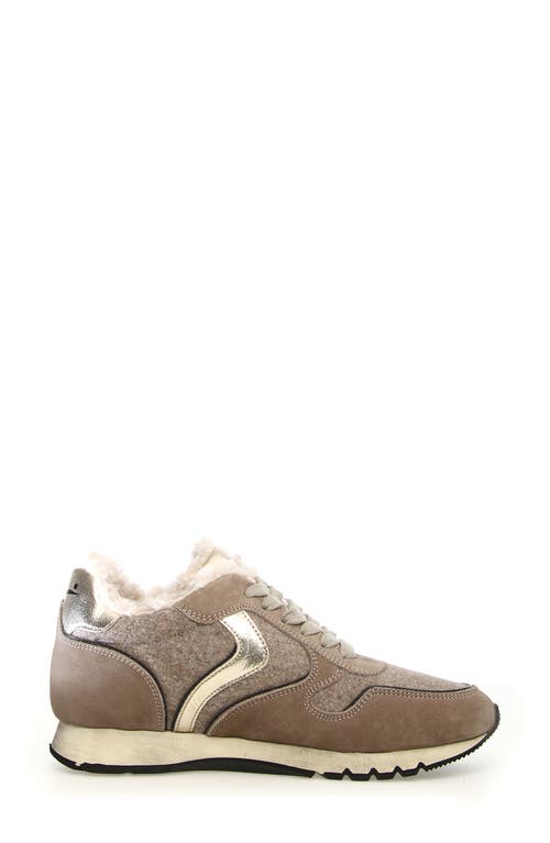 Voile Blanche Julia Genuine Shearling Sneaker In Taupe Beige