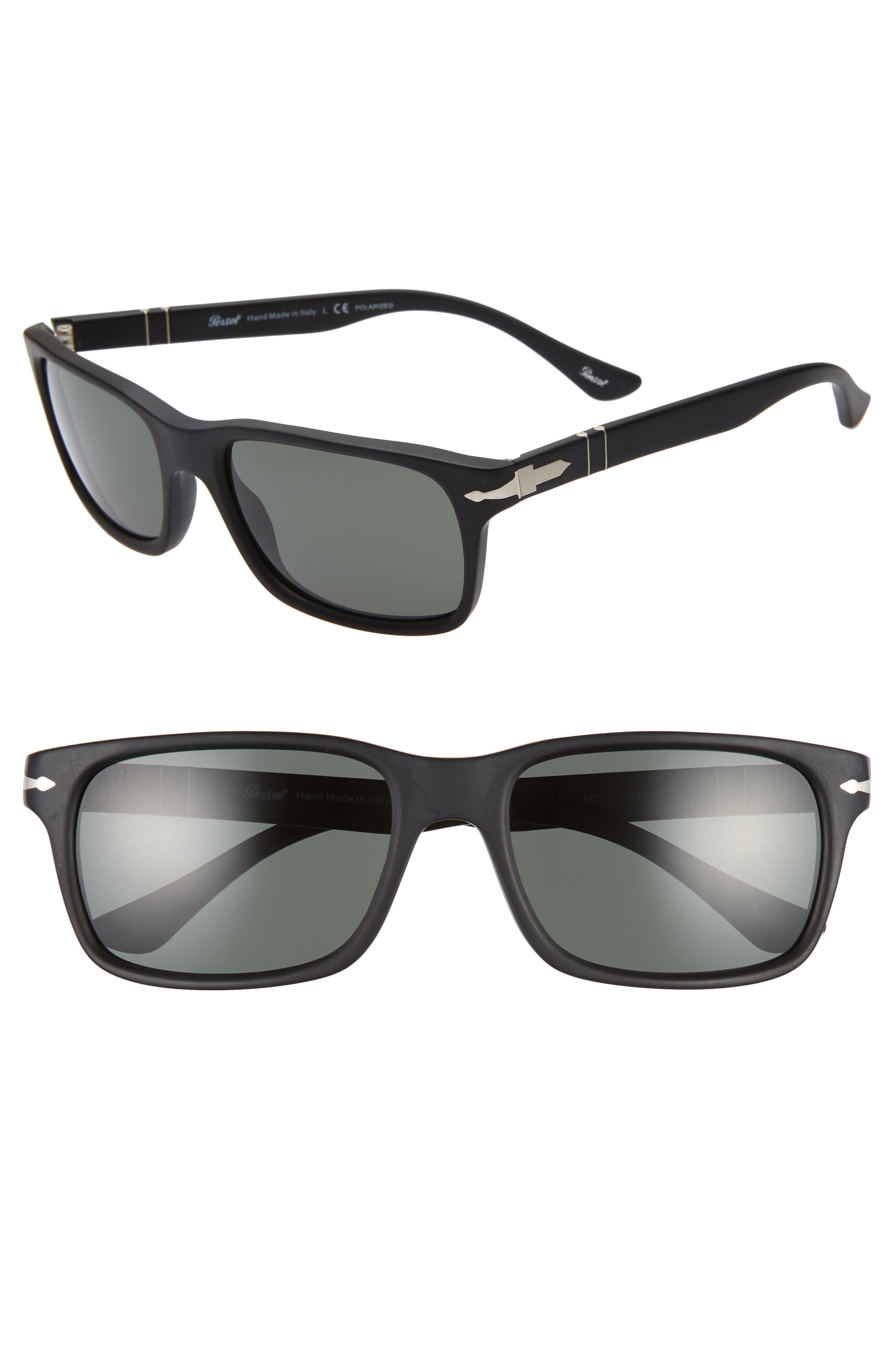 EAN 8053672079500 product image for Women's Persol 58Mm Polarized Rectangle Sunglasses - Black Solid | upcitemdb.com