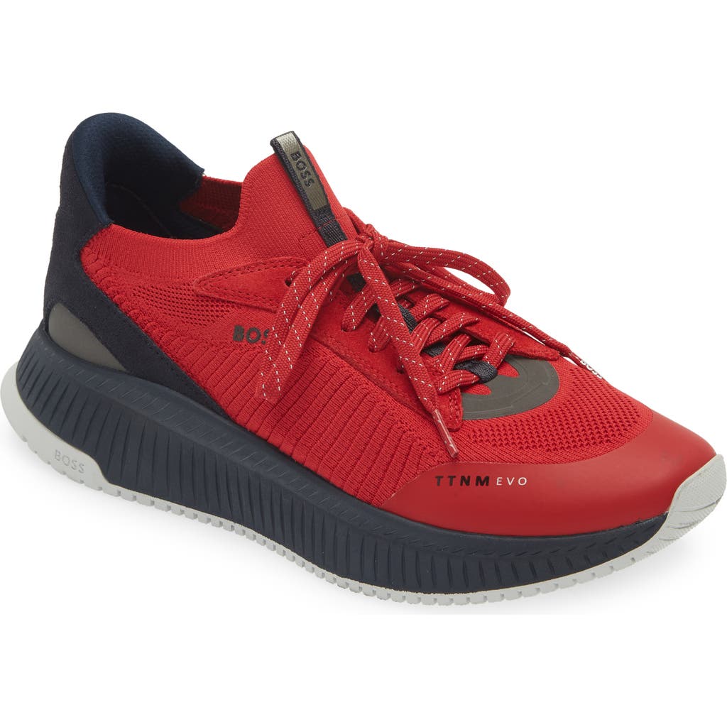 Hugo Boss Boss Ttnm Evo Knit Sneaker In Open Red