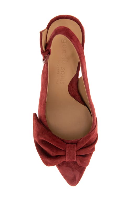Gentle Souls By Kenneth Cole Diana Slingback Pointed Toe Pump In Burnt Red Suede