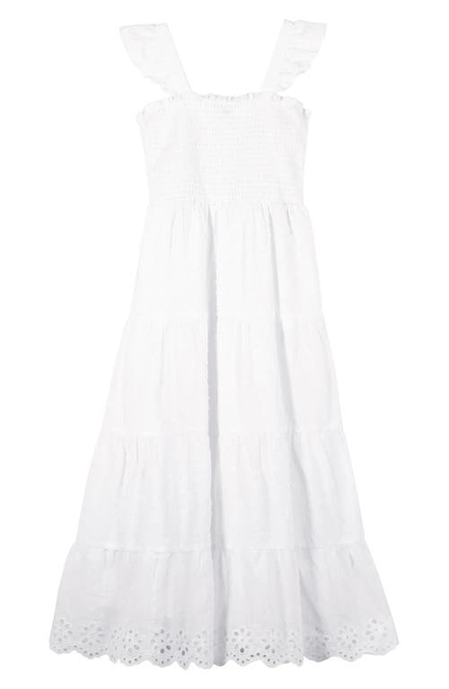 Shop Zunie Kids' Smocked Tiered Maxi Dress In White