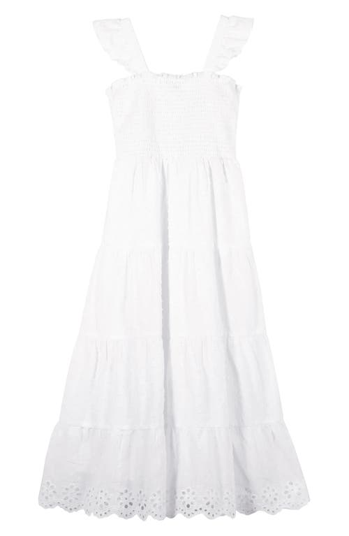Zunie Kids' Smocked Tiered Maxi Dress In White