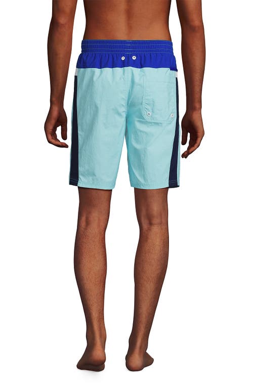 Shop Lands' End 9" Volley Swim Trunks In River Mist Colorblock