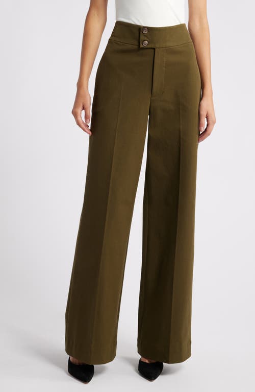 Shop Frame Le Hardy High Waist Wide Leg Pants In Rich Military