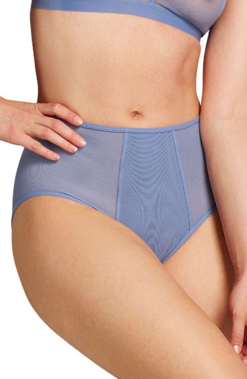 Siella Power Mesh High Waist Brief In Blue Grey