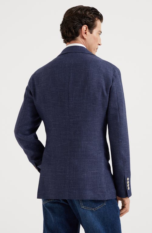 Shop Brunello Cucinelli Prince Of Wales Deconstructed Blazer In Blue