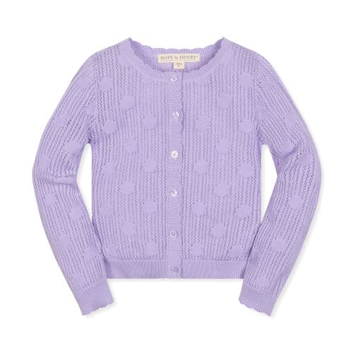 Shop Hope & Henry Girls' Organic Scallop Edge Cardigan, Kids In Lavender Mesh Dot