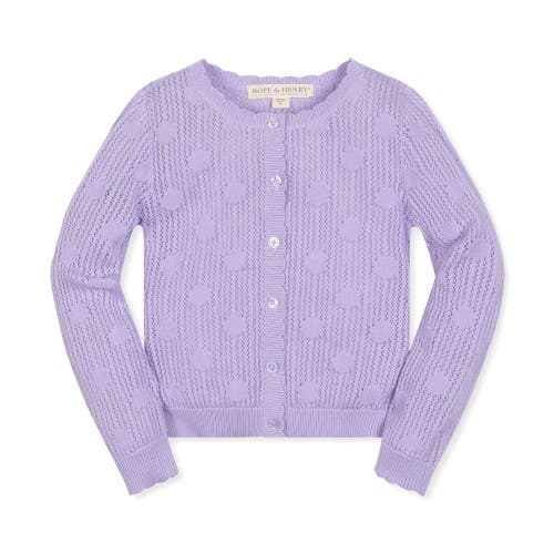 Hope & Henry Girls' Scallop Edge Mesh Dot Cardigan, Infant Lavender at Nordstrom,