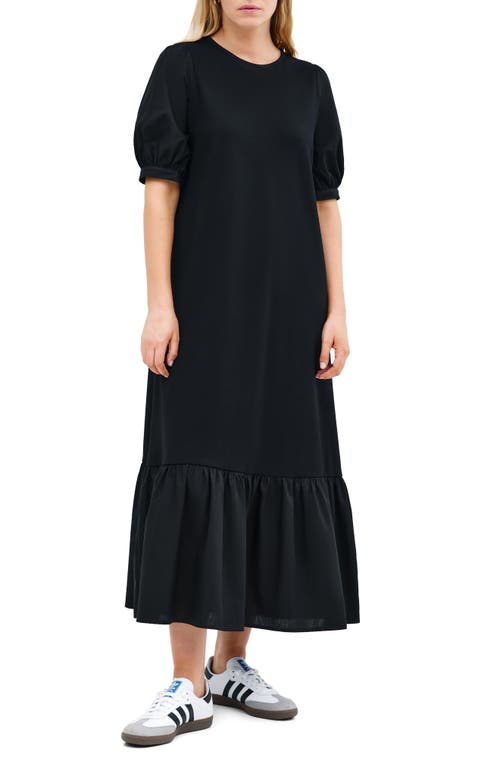 Shop Marcella Olivia Mixed Media Midi Dress In Black