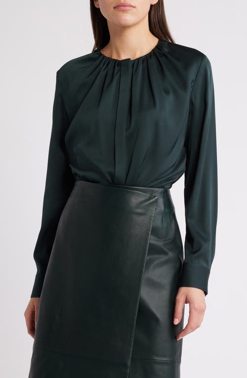 Hugo Boss Boss Banorah Stretch Silk Top In Court Green