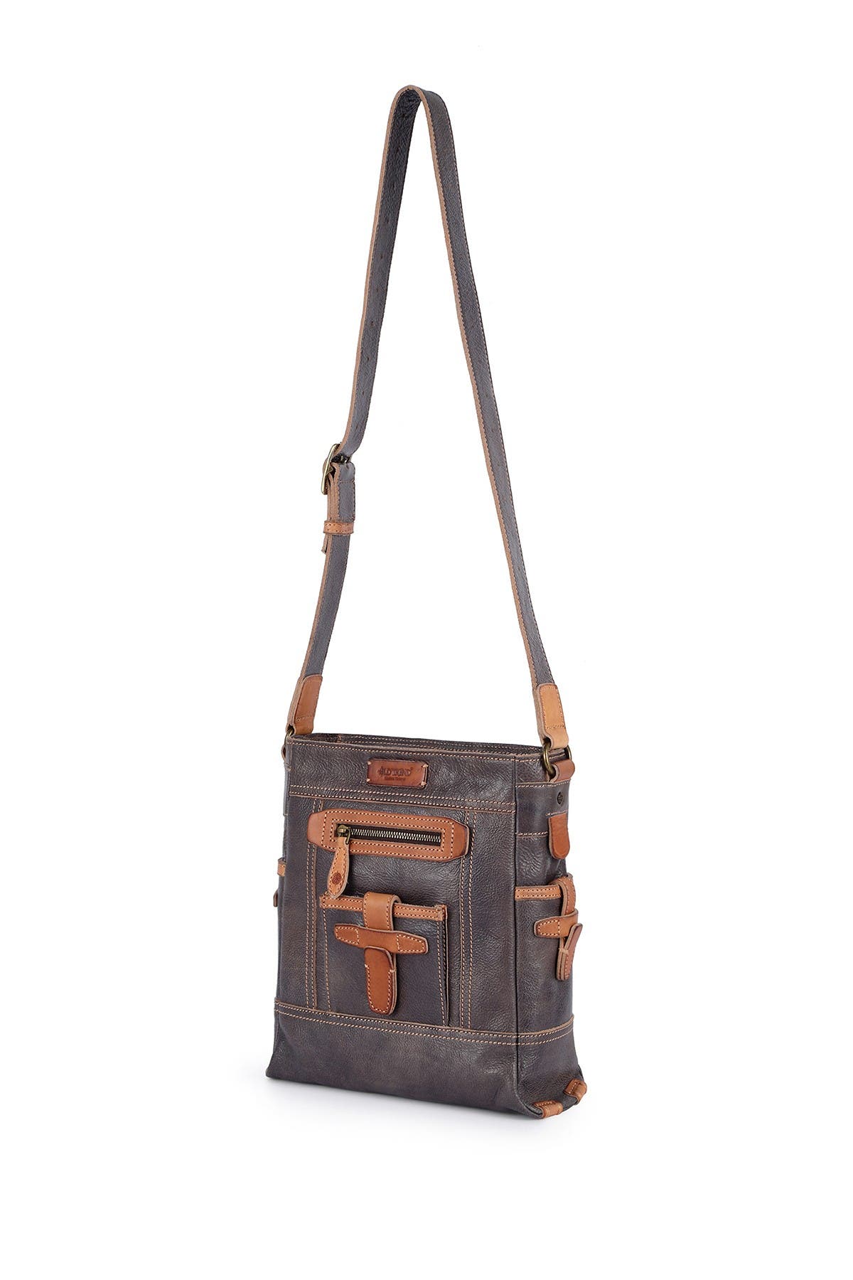 Old Trend Leeds Castle Leather Crossbody Bag In Open Grey