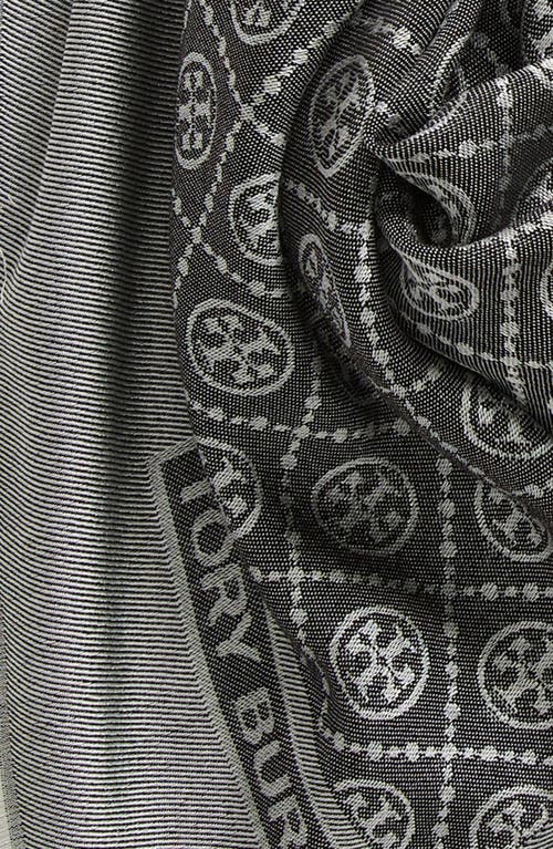 Shop Tory Burch T-monogram Jacquard Wool & Silk Square Scarf In Washed Gray