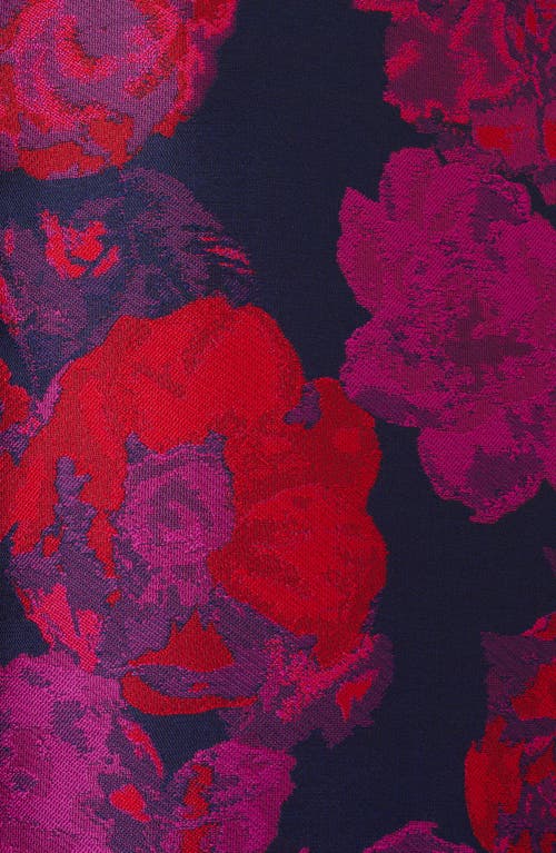 Adrianna Papell Floral Jacquard High-low Dress In Navy Multi