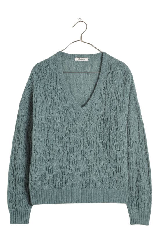 Madewell Alna V-neck Sweater In Hthr Lagoon