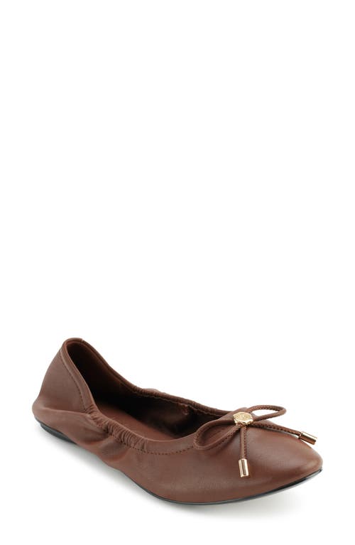 Shop Karl Lagerfeld Paris Velma Metallic Ballet Flat In Cognac