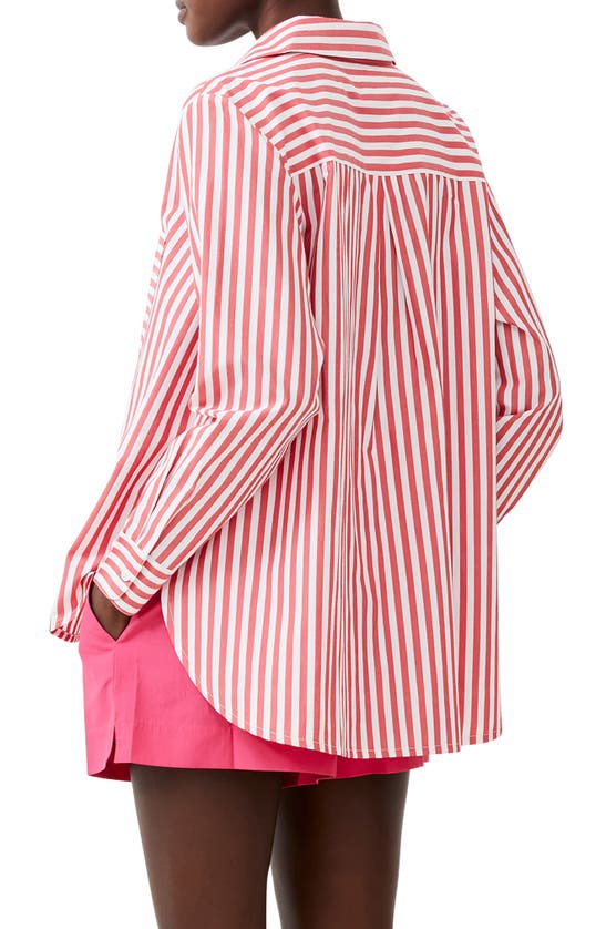 Shop French Connection Thick Stripe Shirt In True Red/ Linen White