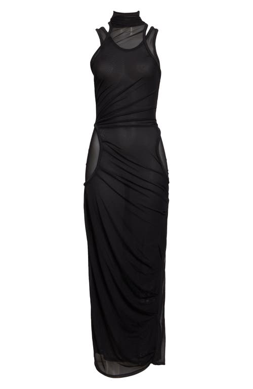 Shop Coperni Layered Mesh Body-con Dress In Black