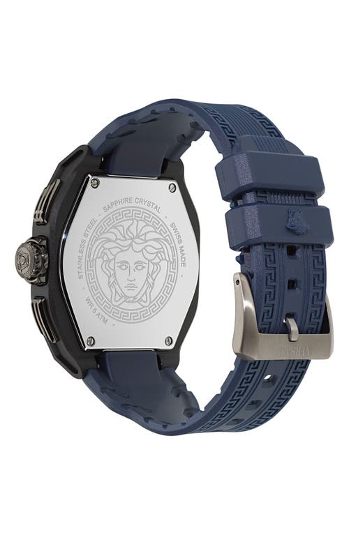 Versace Men's Swiss Chronograph Blue Silicone Strap Watch 44mm In Black