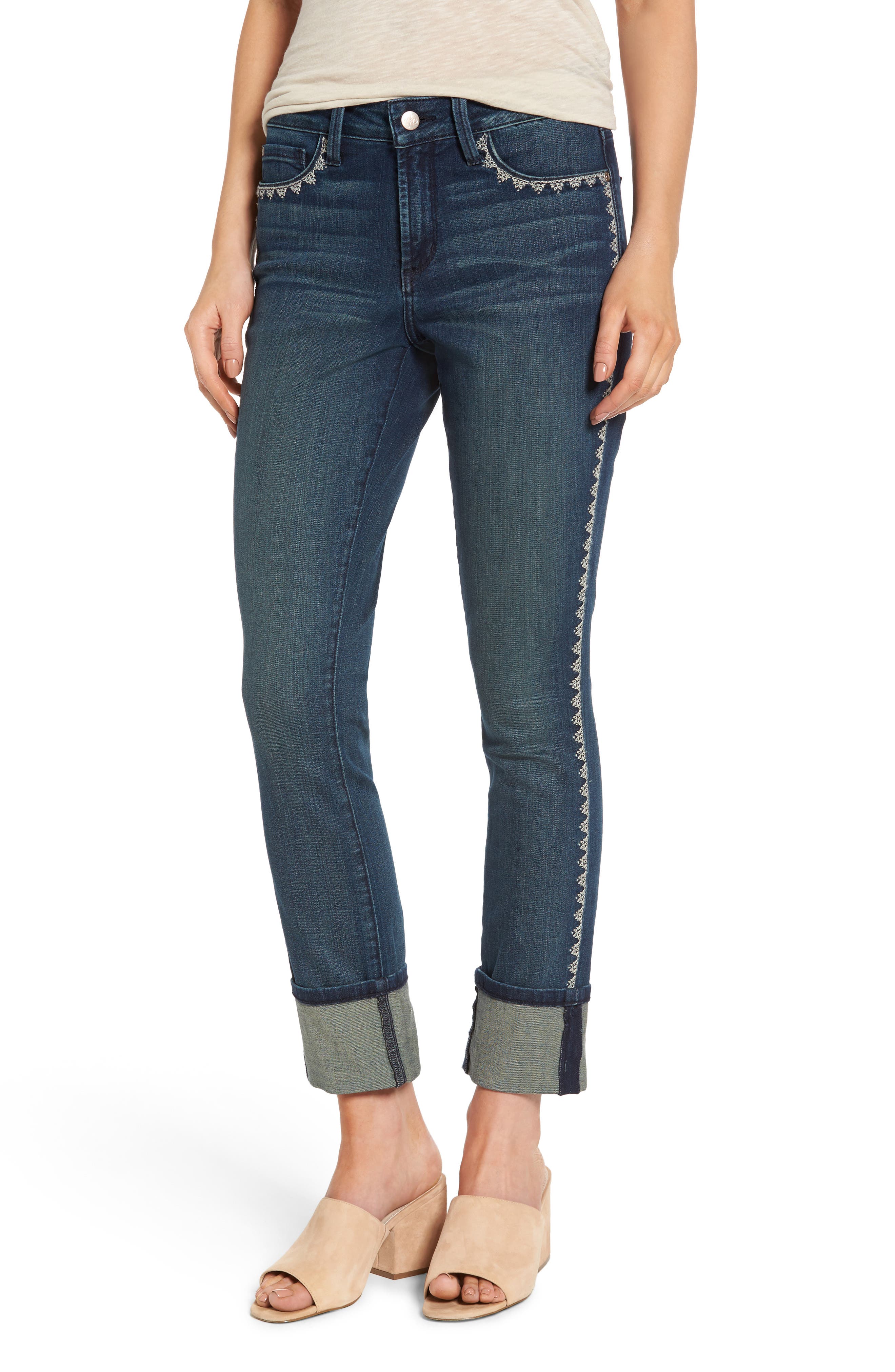 jeans with elastic ankle cuff