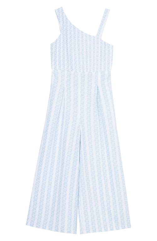 Habitual Kids' Stripe Wide Leg Linen Blend Jumpsuit in Blue Multi