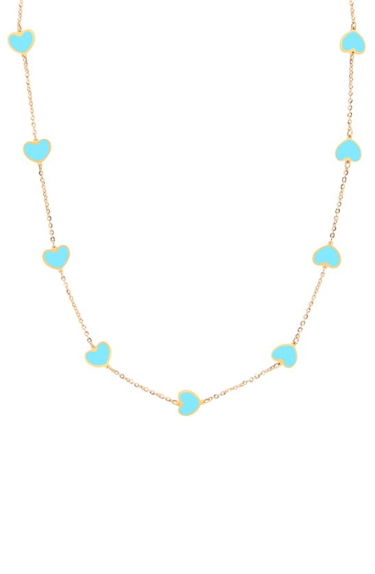 House Of Frosted Heart Station Chain Necklace In Blue