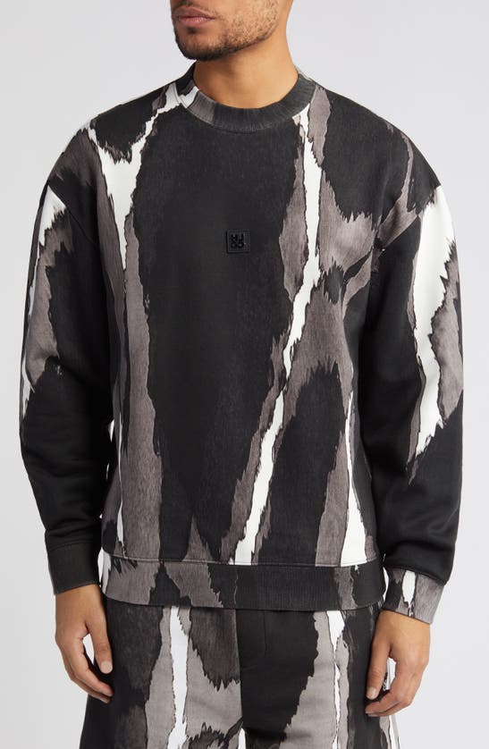 Shop Hugo Davum French Terry Sweatshirt In Black Multi