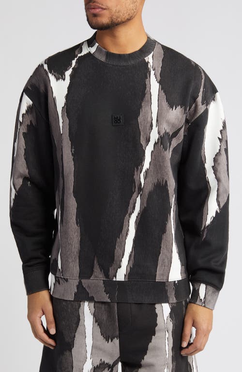 HUGO Davum French Terry Sweatshirt Black Multi at Nordstrom,