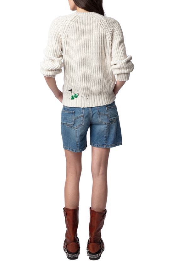 Shop Zadig & Voltaire Reglysa Cotton Sweater In Ecru