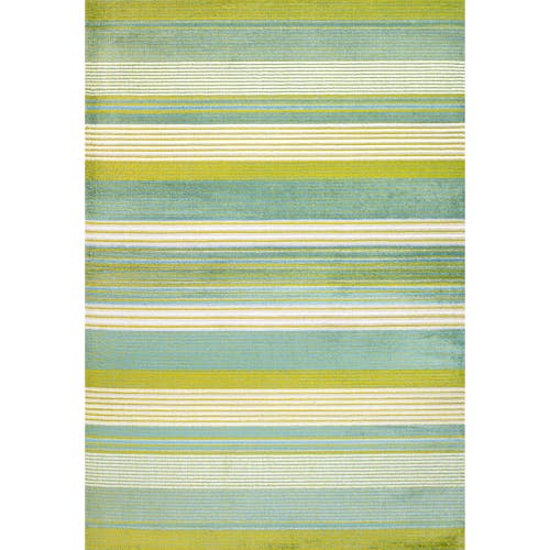 Jonathan Y Duxbury Gradient Ticking Striped Area Rug In Green/blue