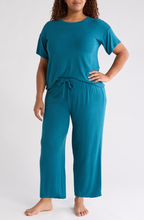 Shop Nordstrom Moonlight Eco Easy Rib Pajamas In Teal Feather