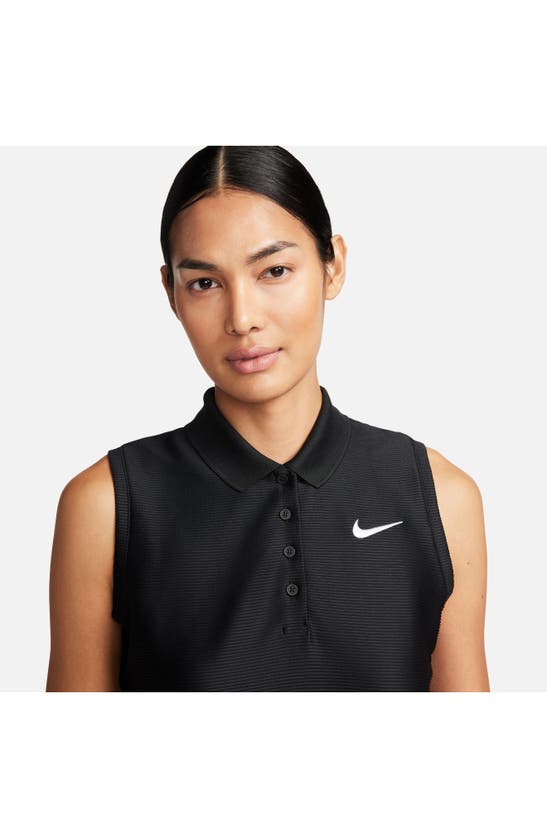 Shop Nike Victory Dri-fit Sleeveless Golf Polo In Black/ White