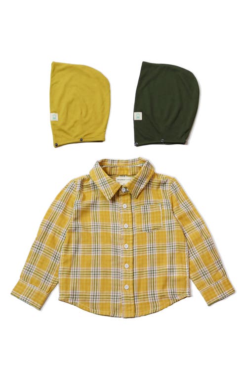 THOUGHTFULLY HOODED Kid's Print Button-Up Shirt & Two Hoods Set Plaid at Nordstrom,