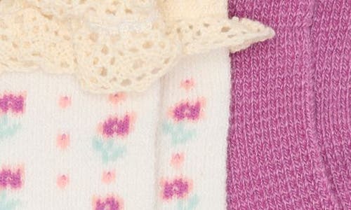 Shop Nordstrom Kids' 2-pack Waffle Knit Ankle Socks In Purple Cloud Ditsy Floral Pack