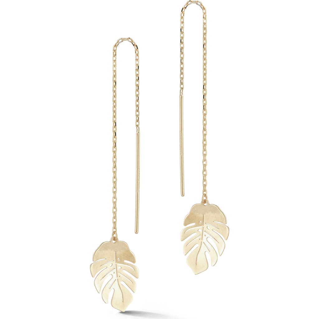 Ember Fine Jewelry 14k Gold Banana Leaf Threader Earrings In Gold