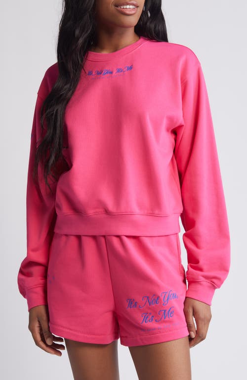 It's Not You Crop Crewneck Sweatshirt in Pink