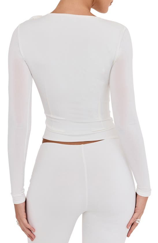 Mistress Rocks Womens Ivory Flower-embellished Cut-out Stretch-jersey Top In White