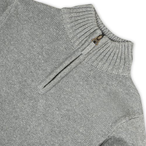 Shop Hope & Henry Boys' Organic Half Zip Sweater, Kids In Dark Gray Heather With Flecks