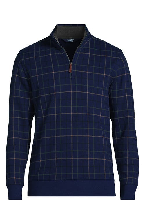 Shop Lands' End Bedford Rib Quarter Zip Sweater In Navy/estate Green Plaid