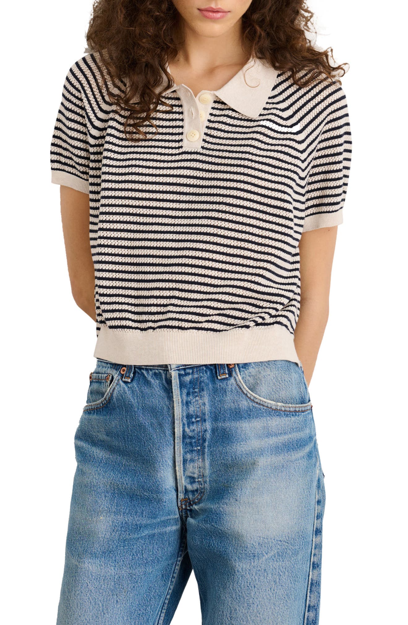 Alex Mill Zoe Stripe Polo Sweater 