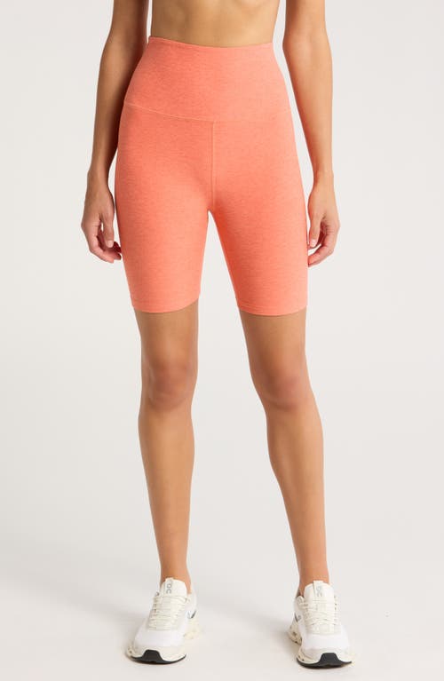 Shop Beyond Yoga High Waist Biker Shorts In Radiant Coral Heather