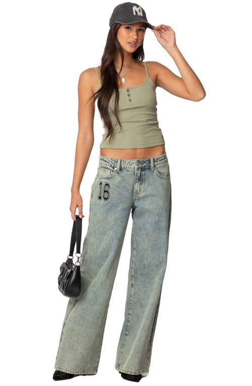 Edikted Henley Crop Camisole In Olive