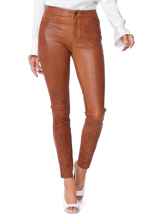 PAIGE Hoxton High Waist Skinny Leather Pants in Dark Argan at Nordstrom, Size 31