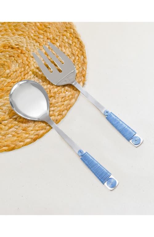 Tiramisu Stainless Steel Salad Servers In Sapphire Blue