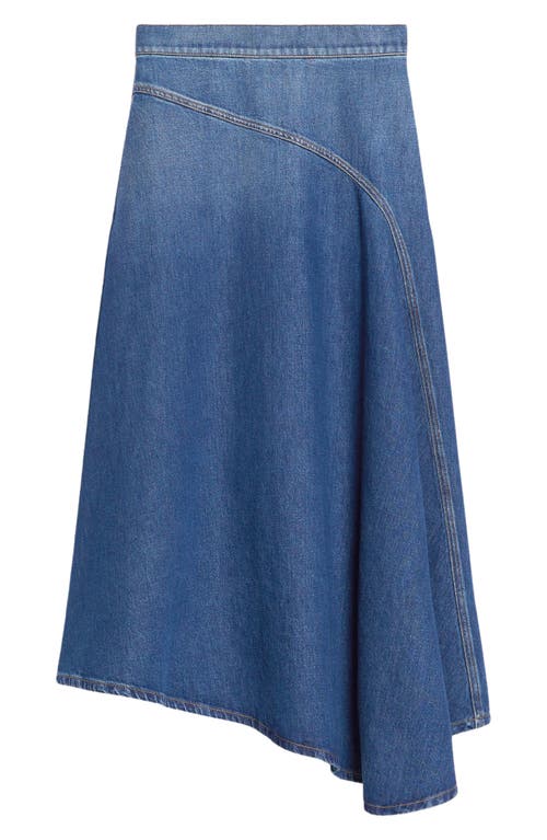 Shop Weekend Max Mara Luana Asymmetric Denim Midi Skirt In Navy